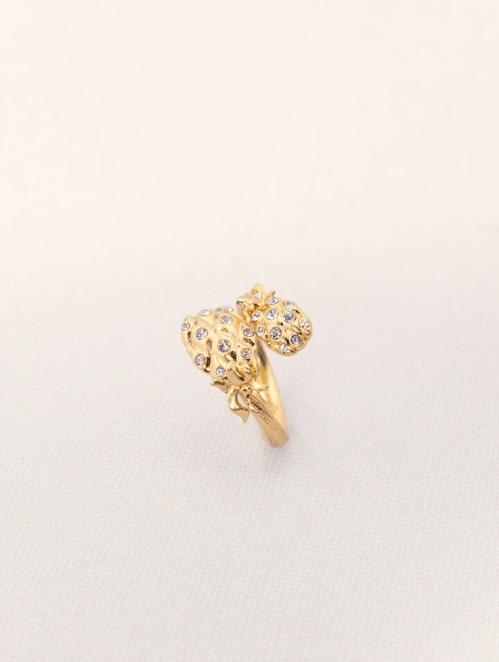 Bague double ananas à strass