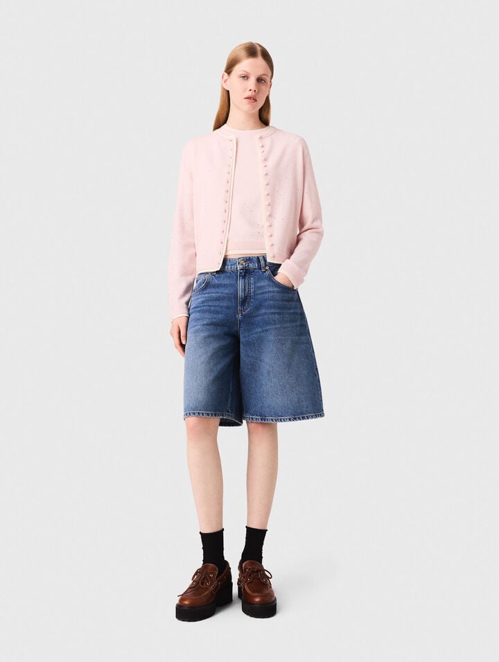 Cardigan &agrave; strass