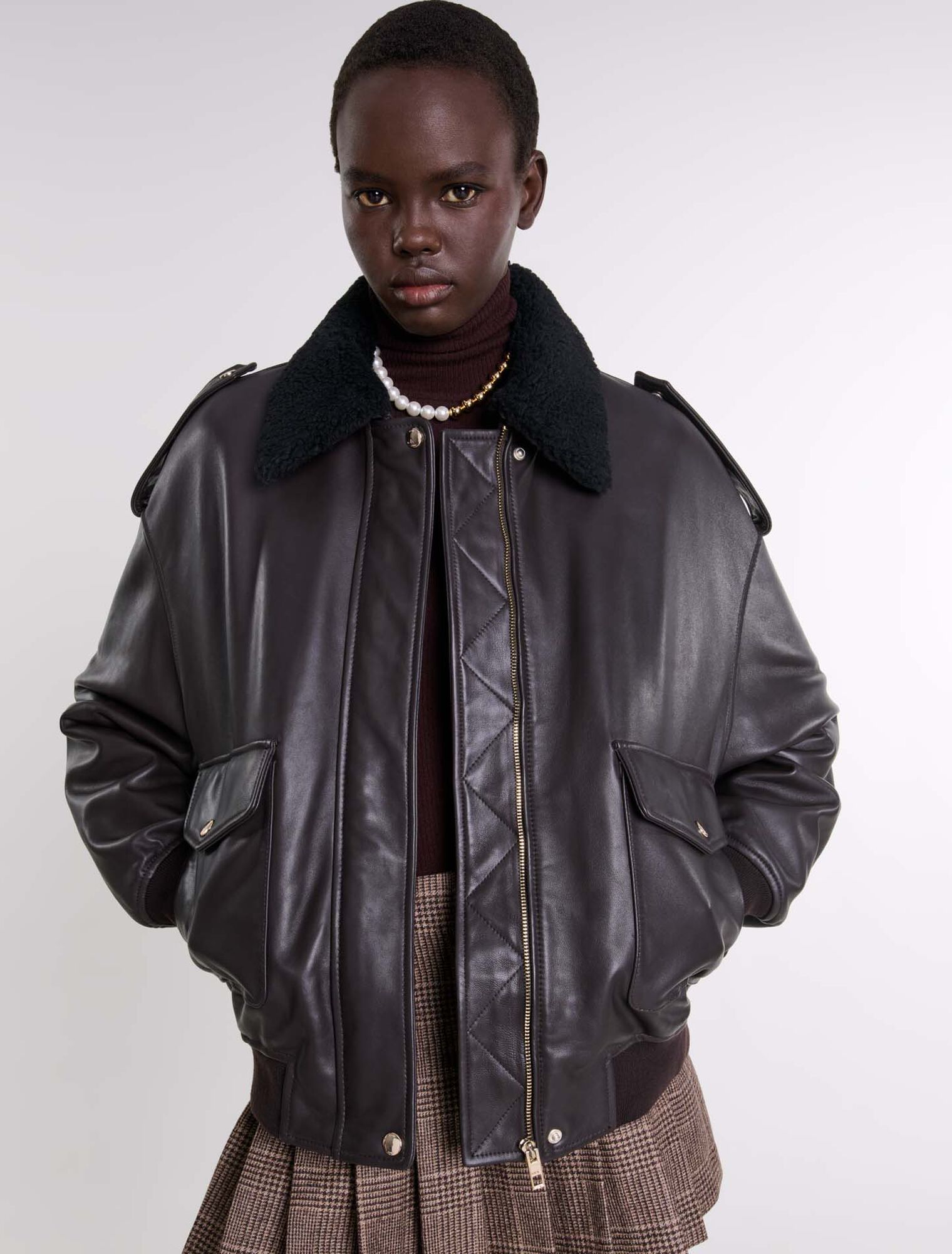 Blouson oversize en cuir
