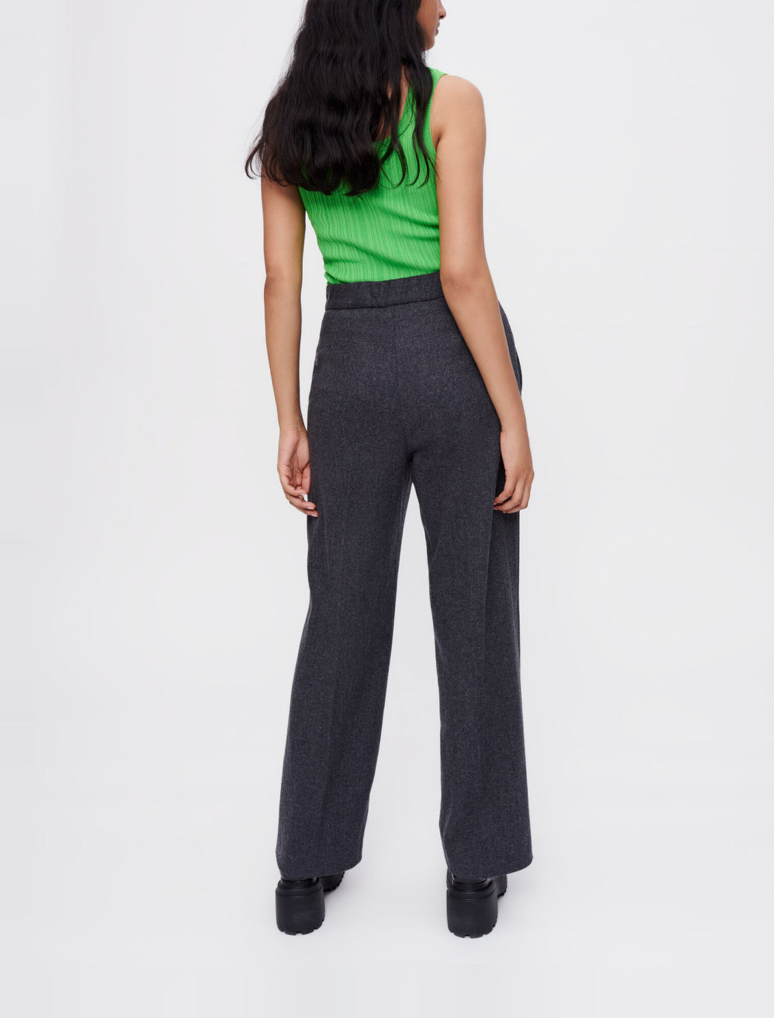 Pantalon large en flanelle grise