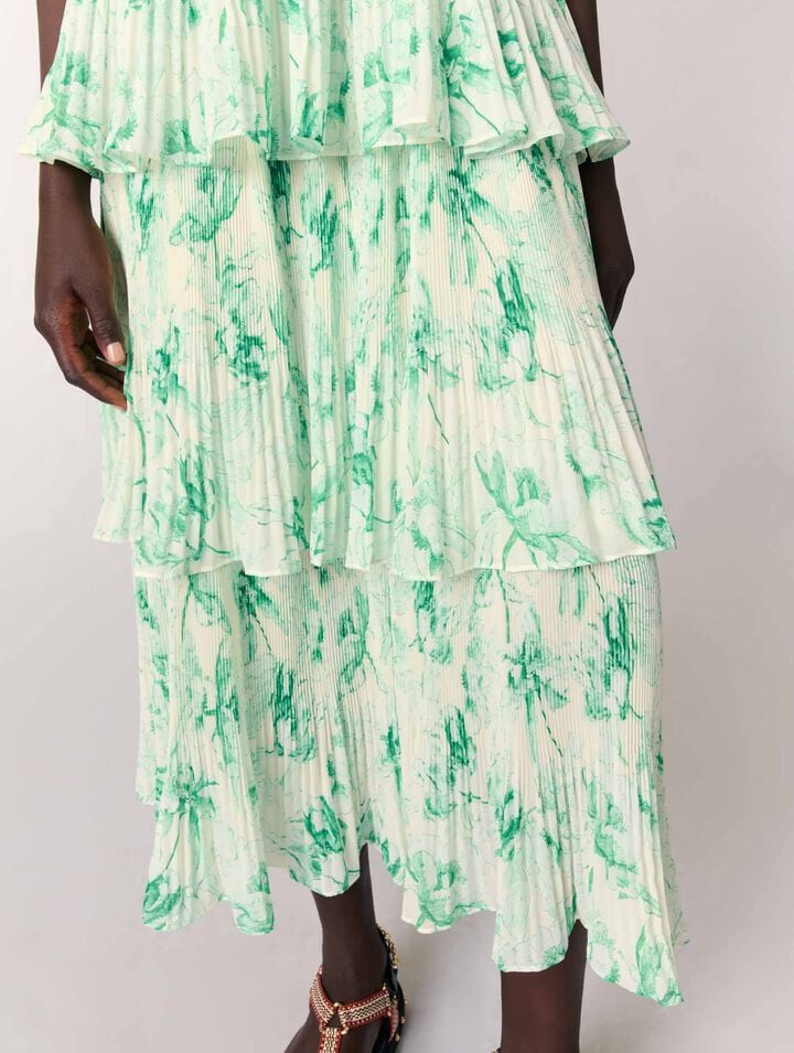 Robe longue imprimée à volants