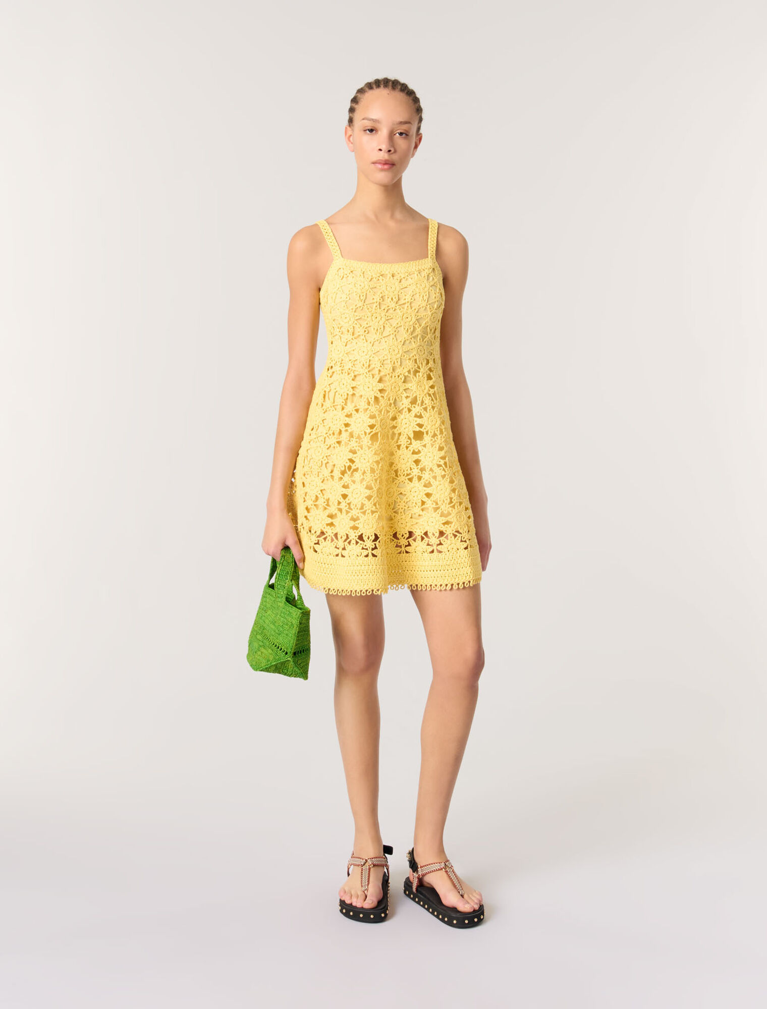 Crochet strappy mini dress