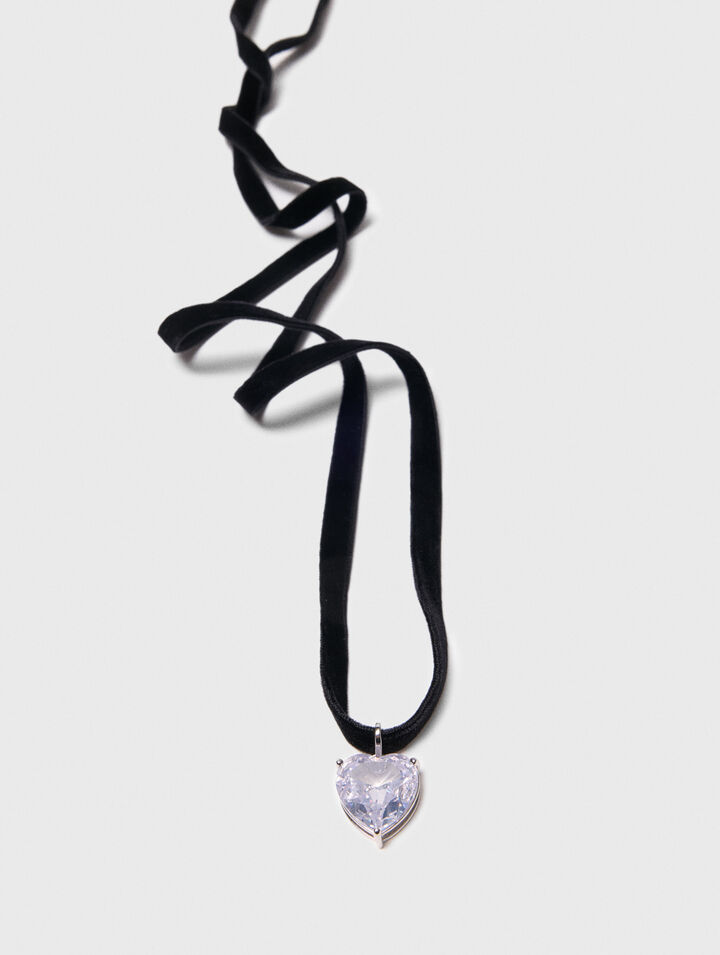 Collier coeur avec cordon velours