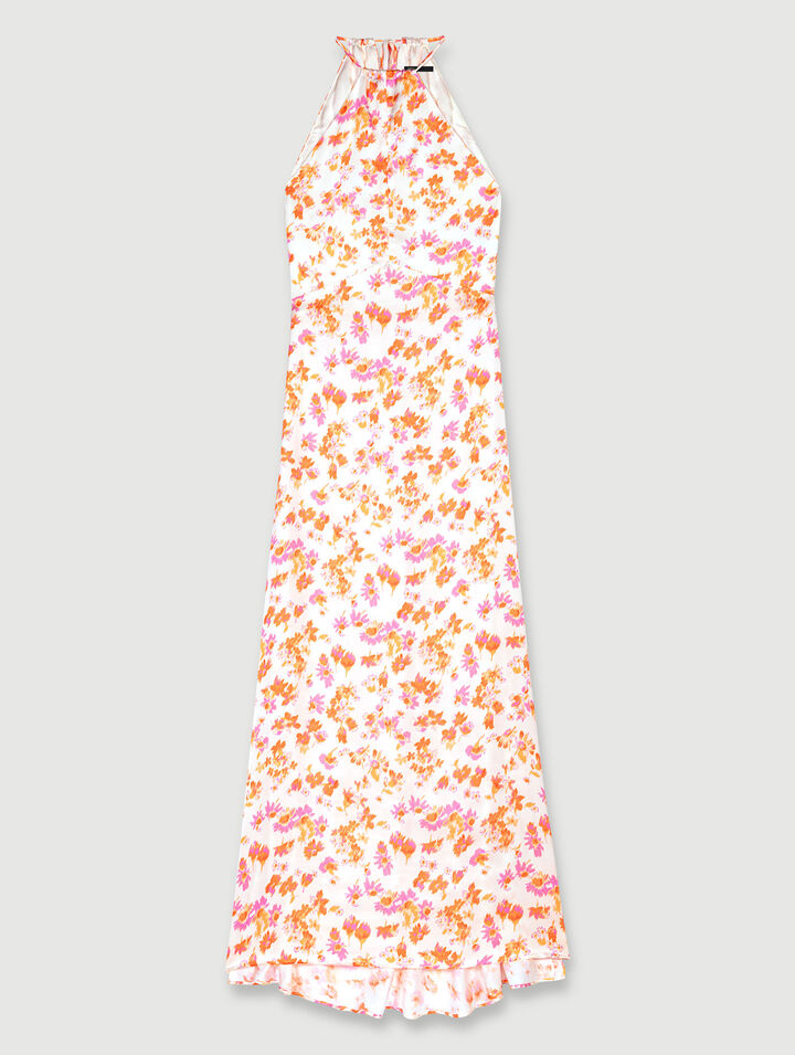 Floral satin-effect maxi dress