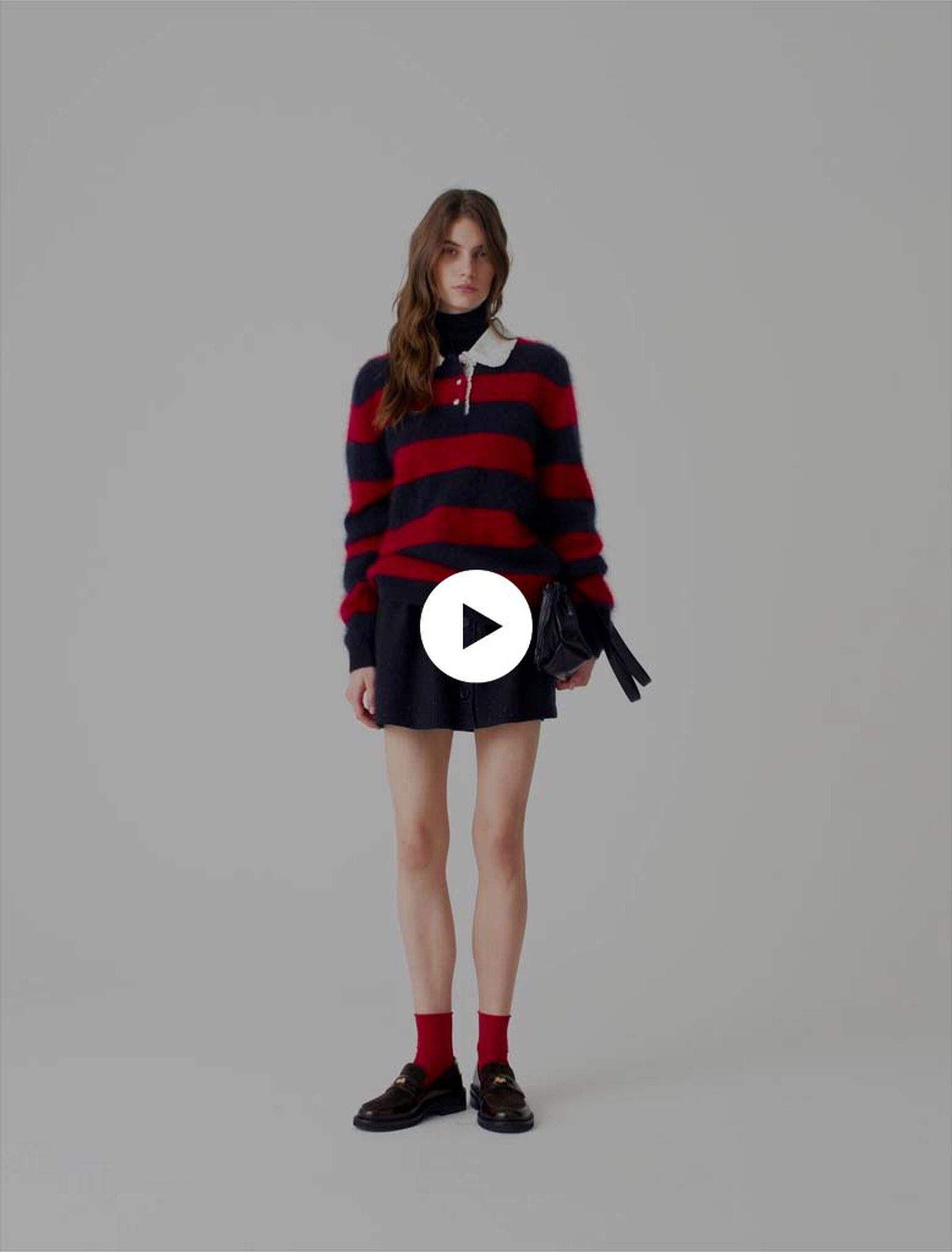 Pull fluffy avec col en popeline