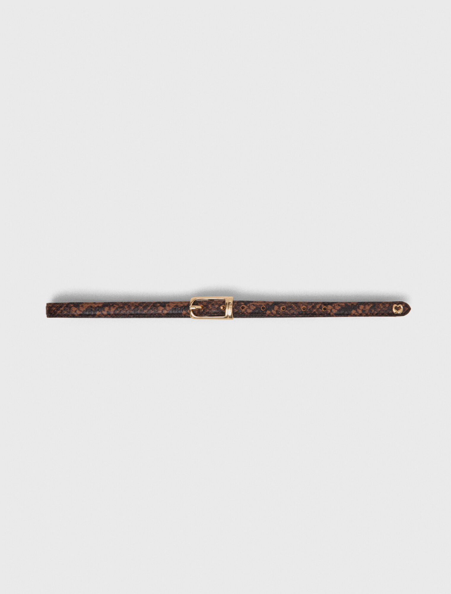 Slim embossed leather belt