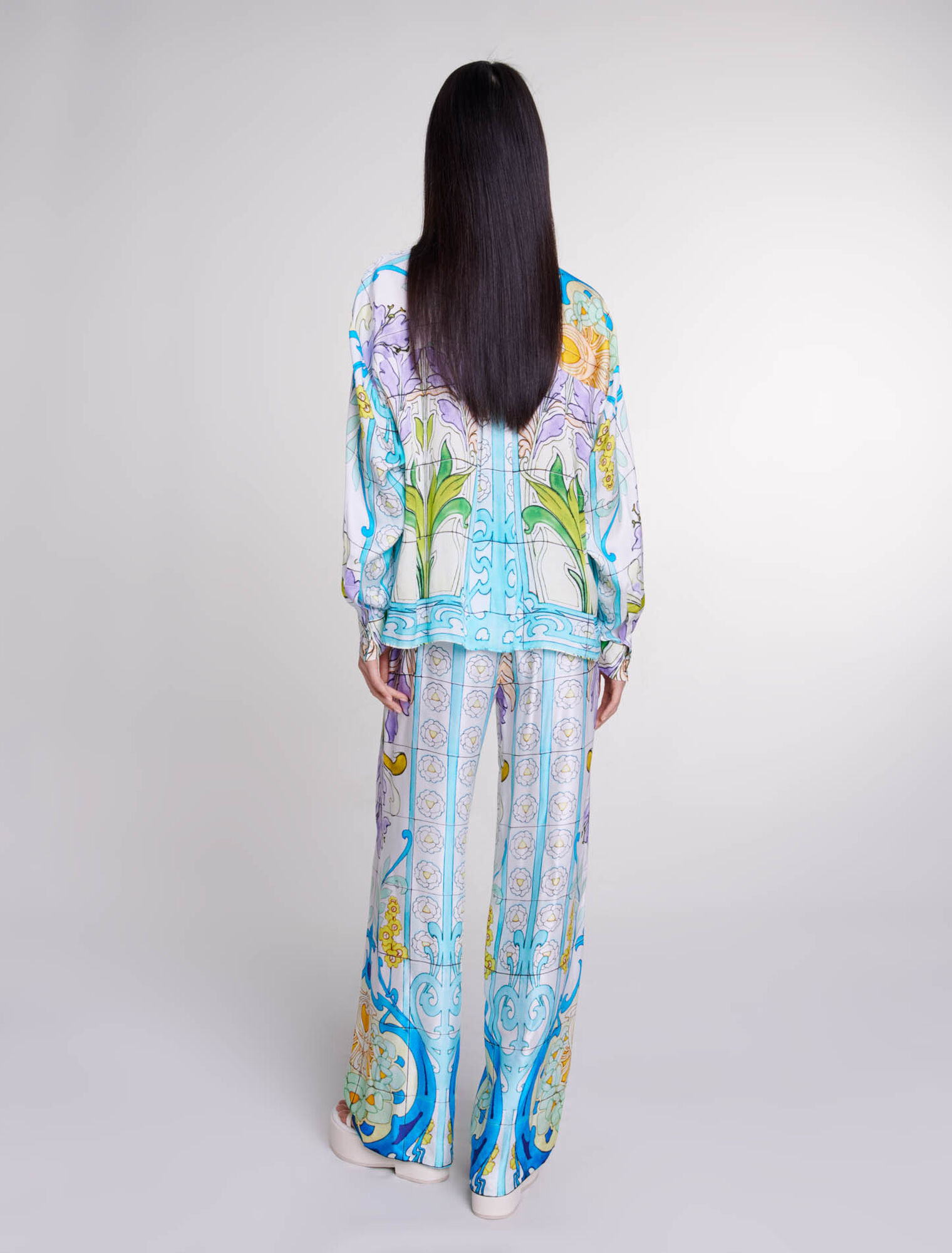 Chemise satin&eacute;e imprim&eacute;e