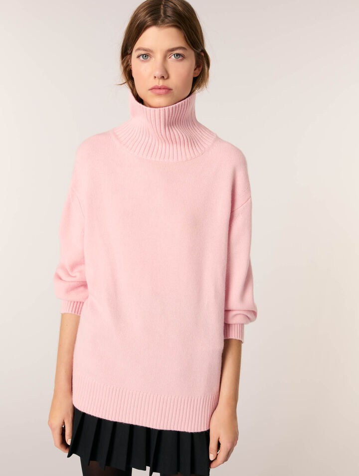 Pull laine et cachemire à col roulé
