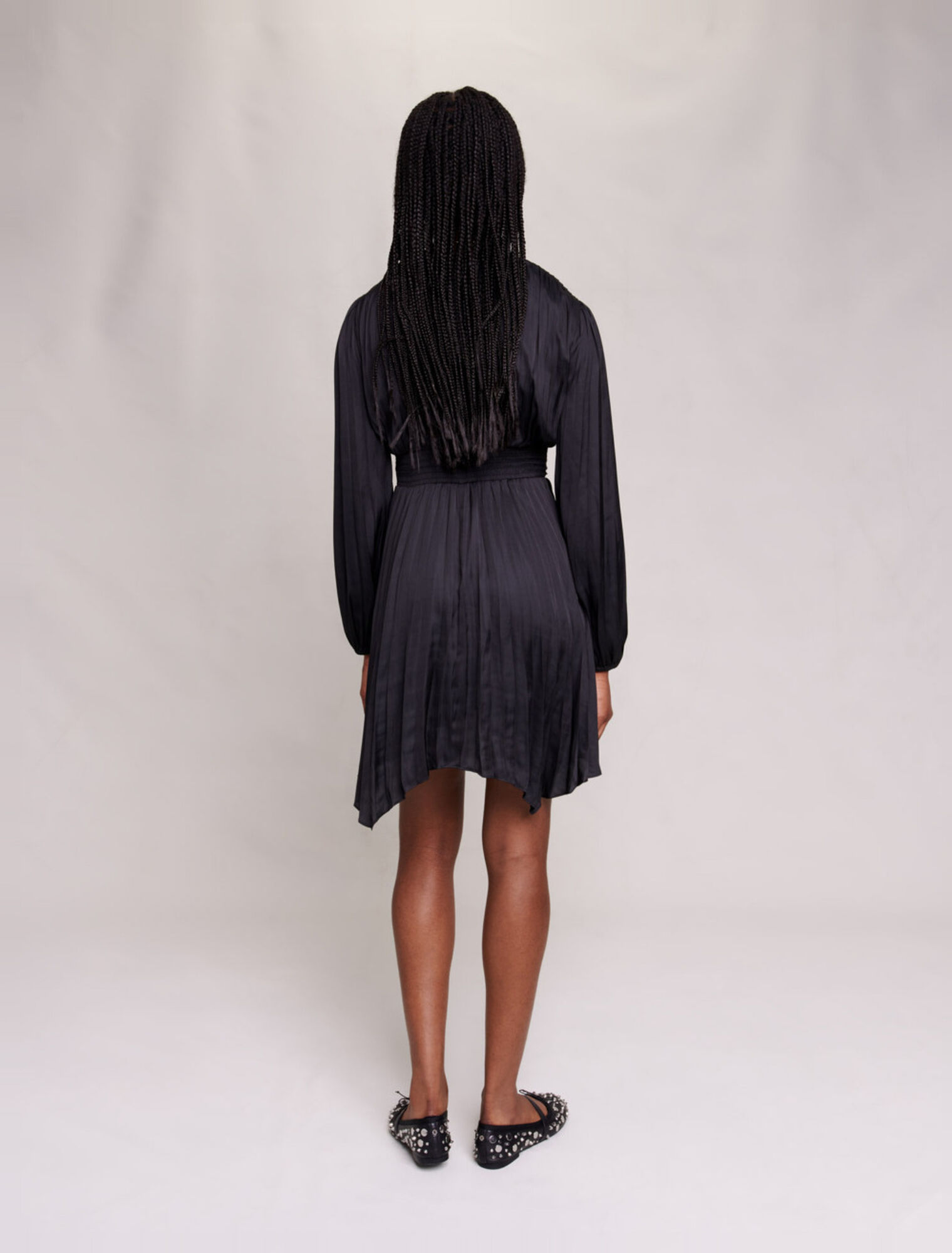 Short satin draped dress