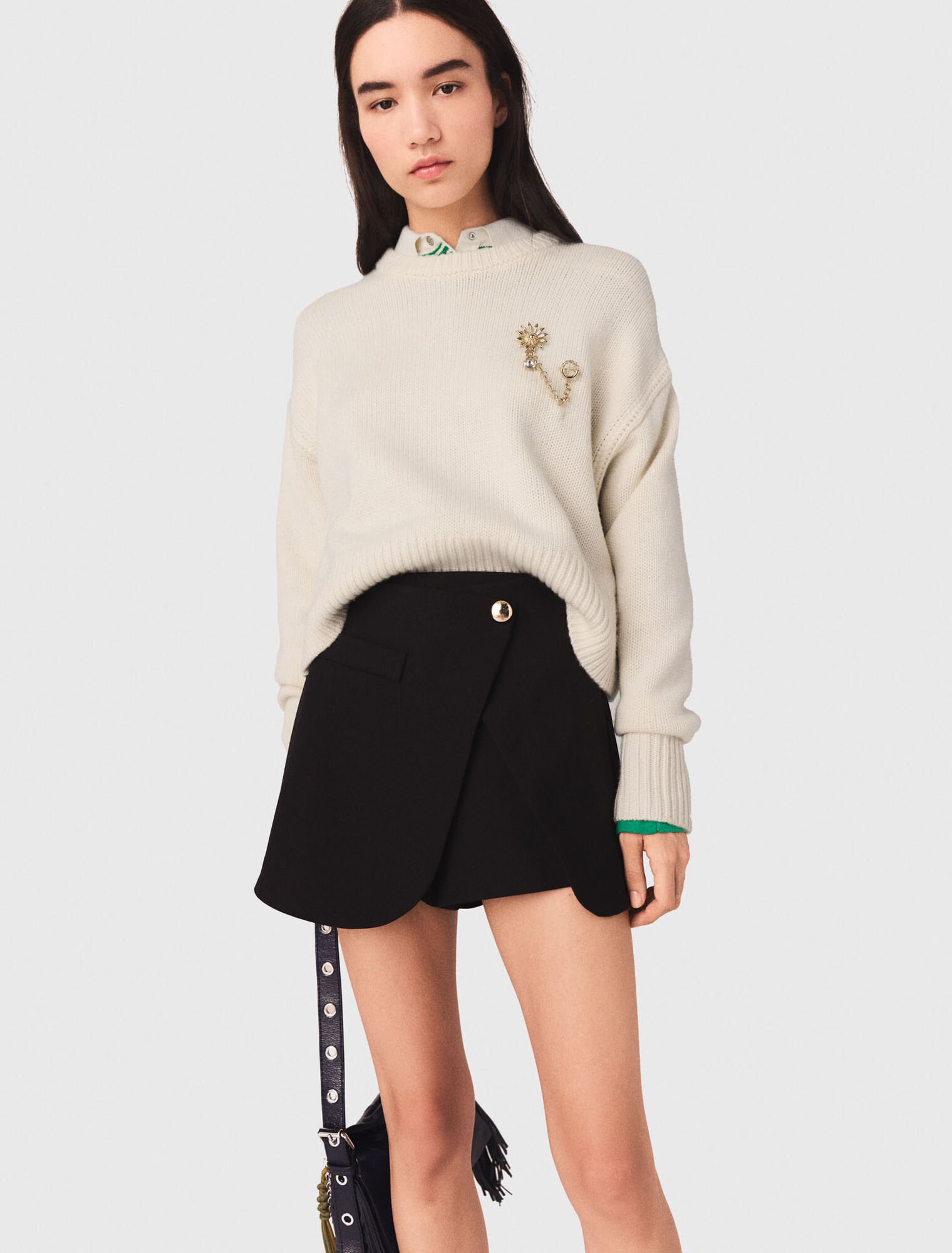 Layered-effect suit shorts