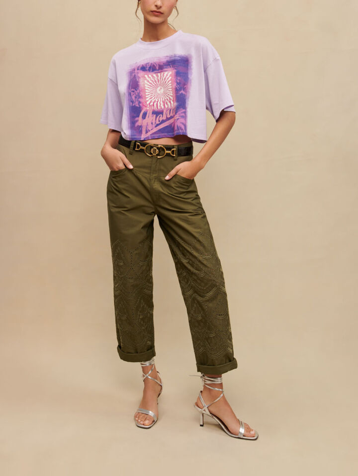 Palm-tree print short T-shirt