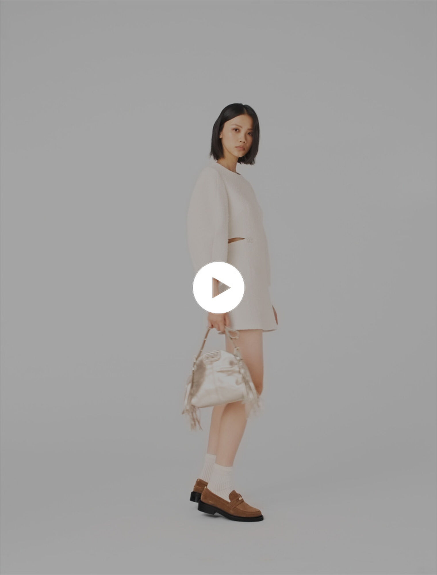 Robe courte en tweed manches ballon