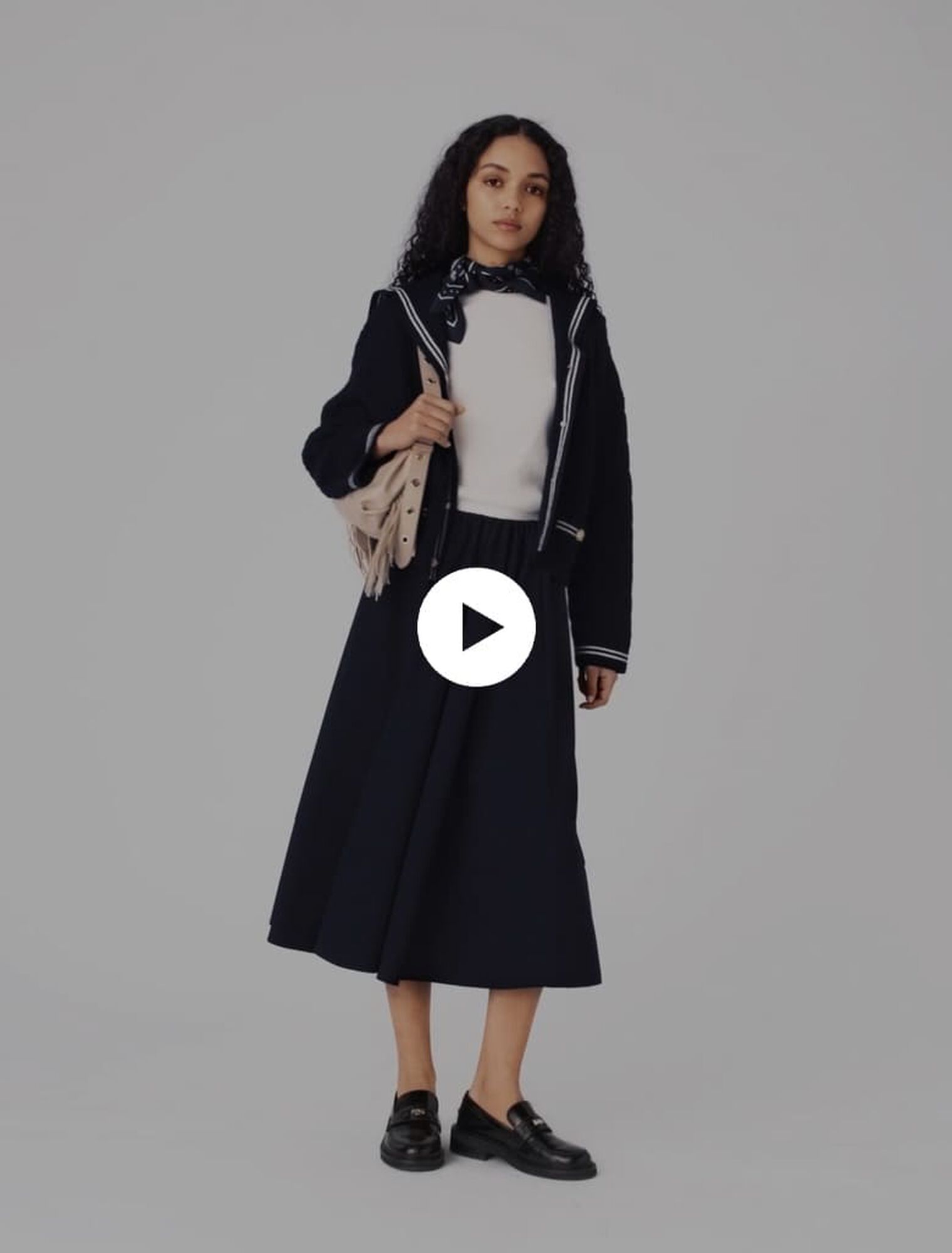 Jupe tailleur mi-longue &agrave; rayures