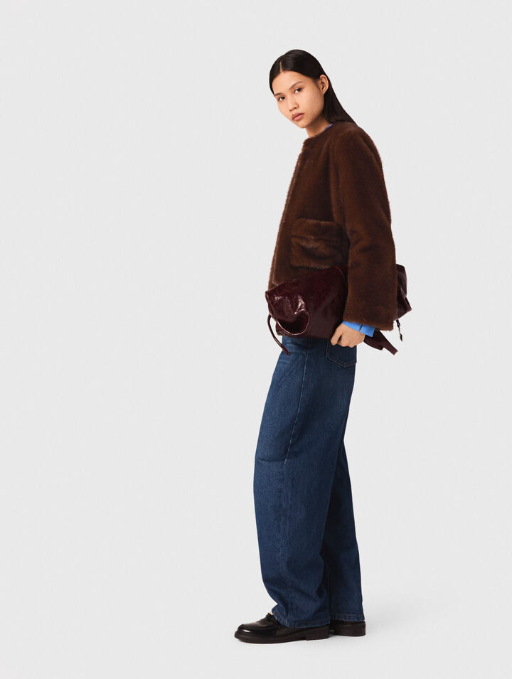 Manteau court en fausse fourrure