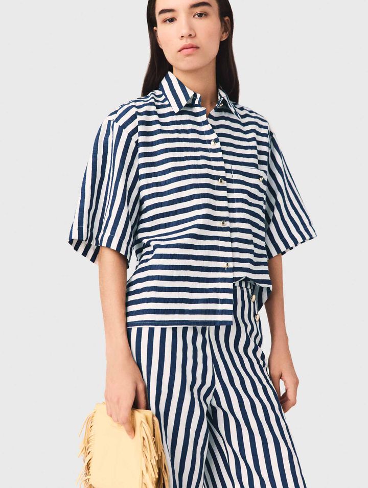 Chemise courte en lin m&eacute;lang&eacute;