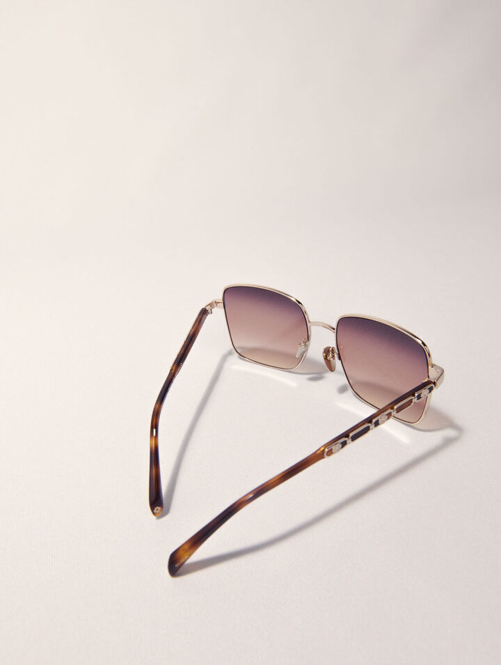 Lunettes rectangles en mix métal