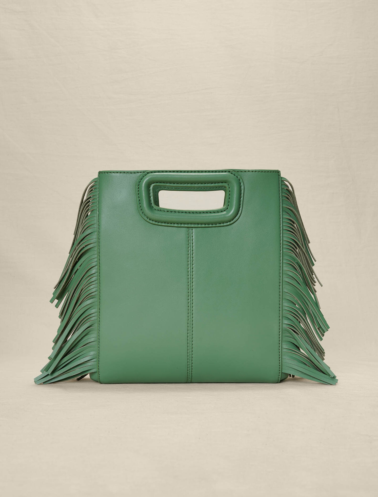 Sac M à franges en cuir perforé