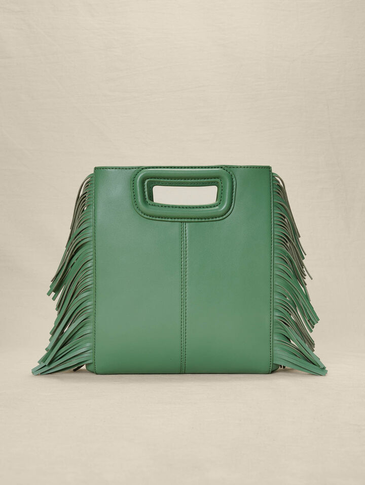 Perforated, fringed leather M bag