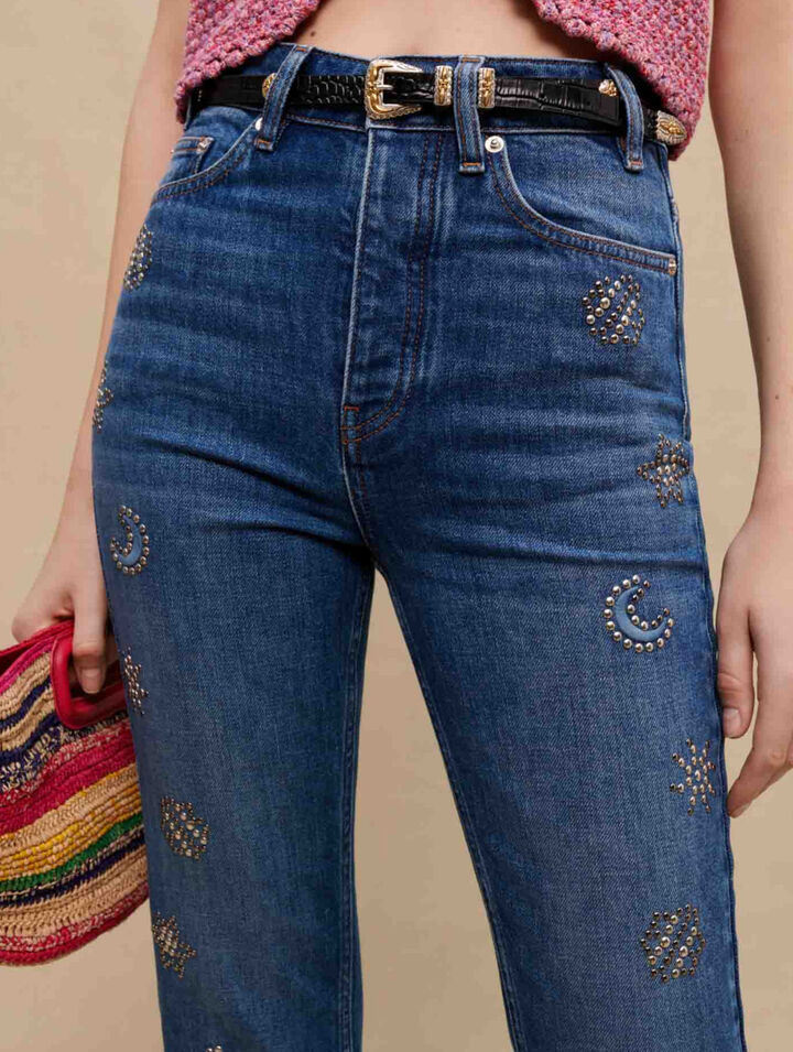 Jeans adorned with moon crystals