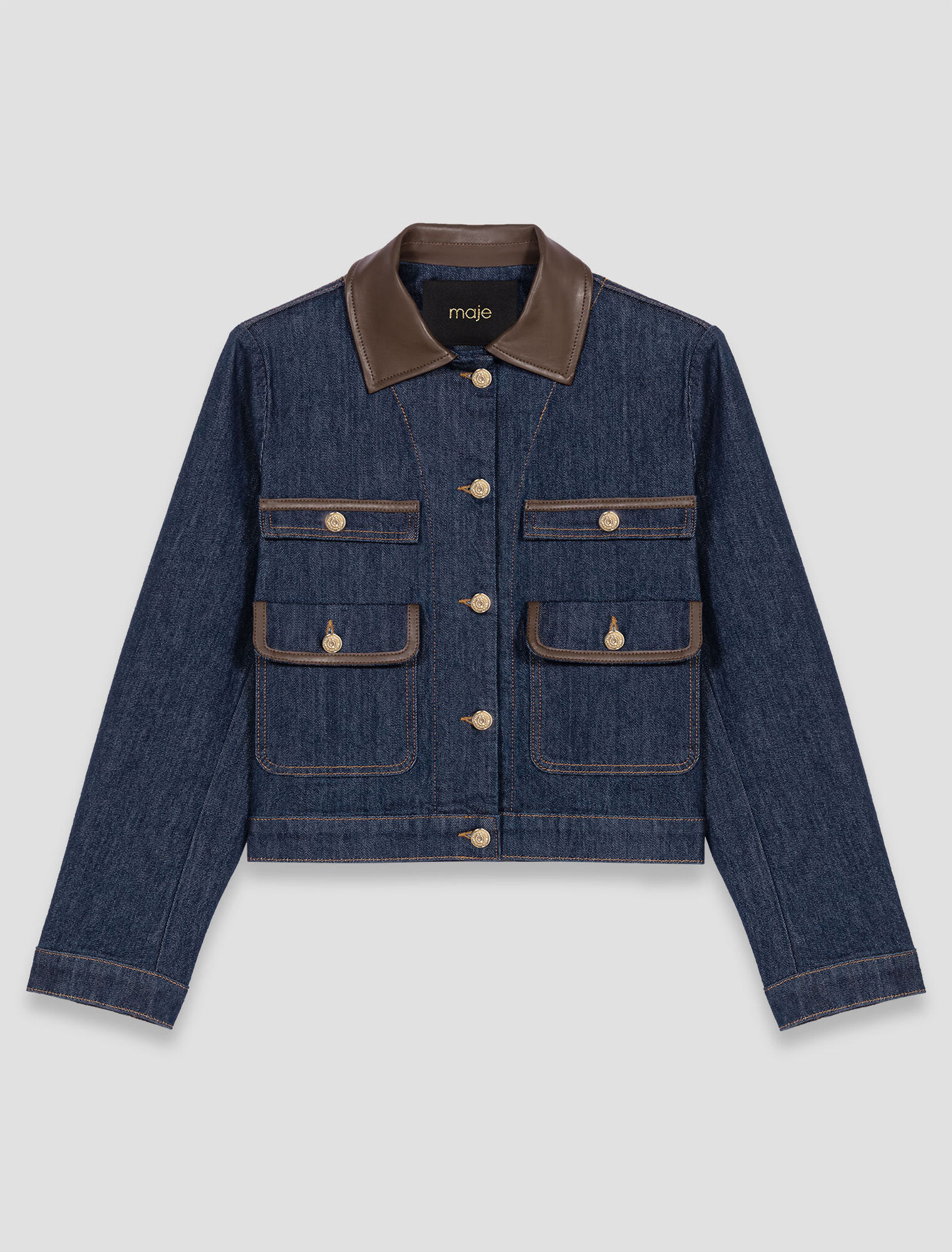 Veste en denim et col en faux cuir