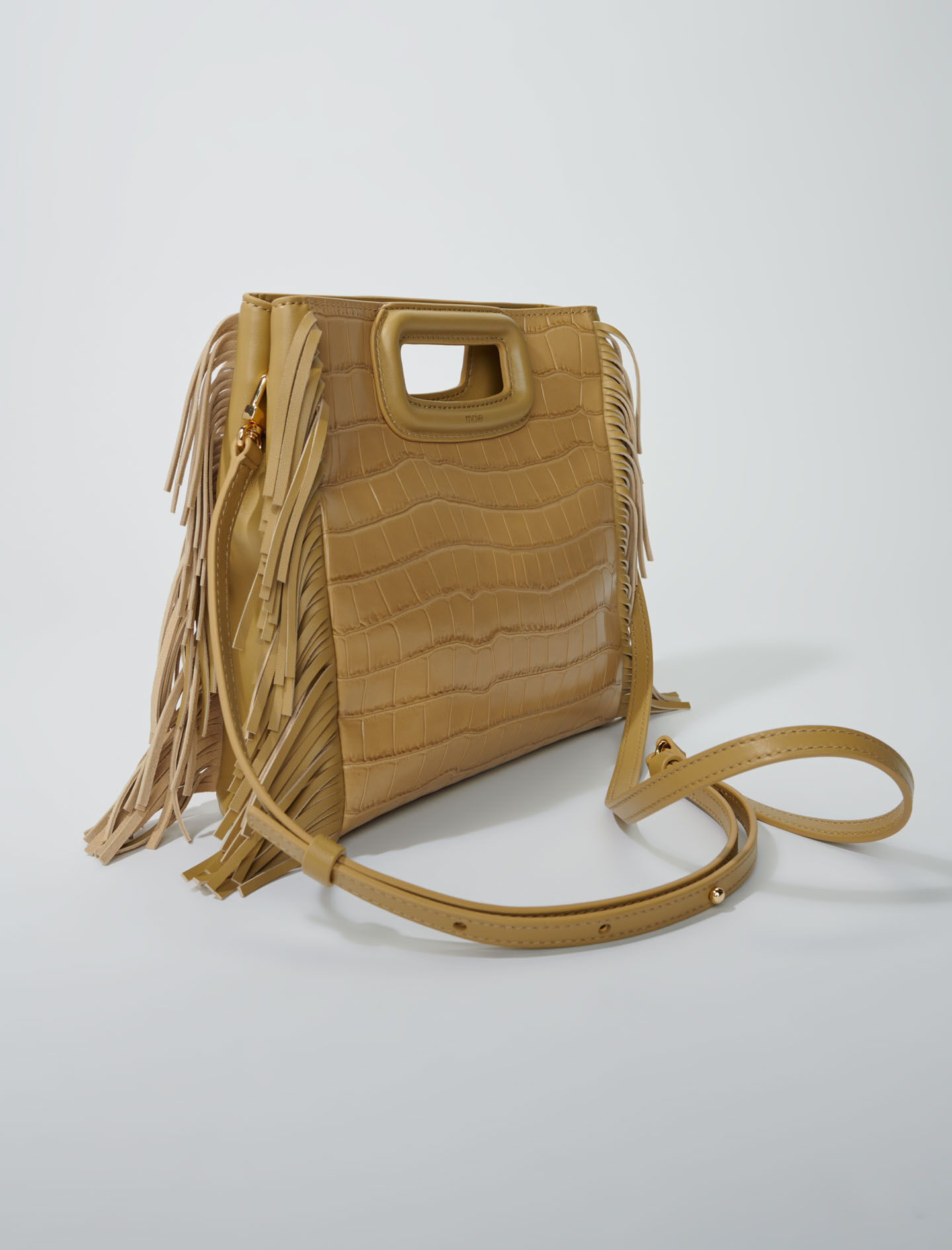 Maje crocodile-embossed mini bag - Neutrals