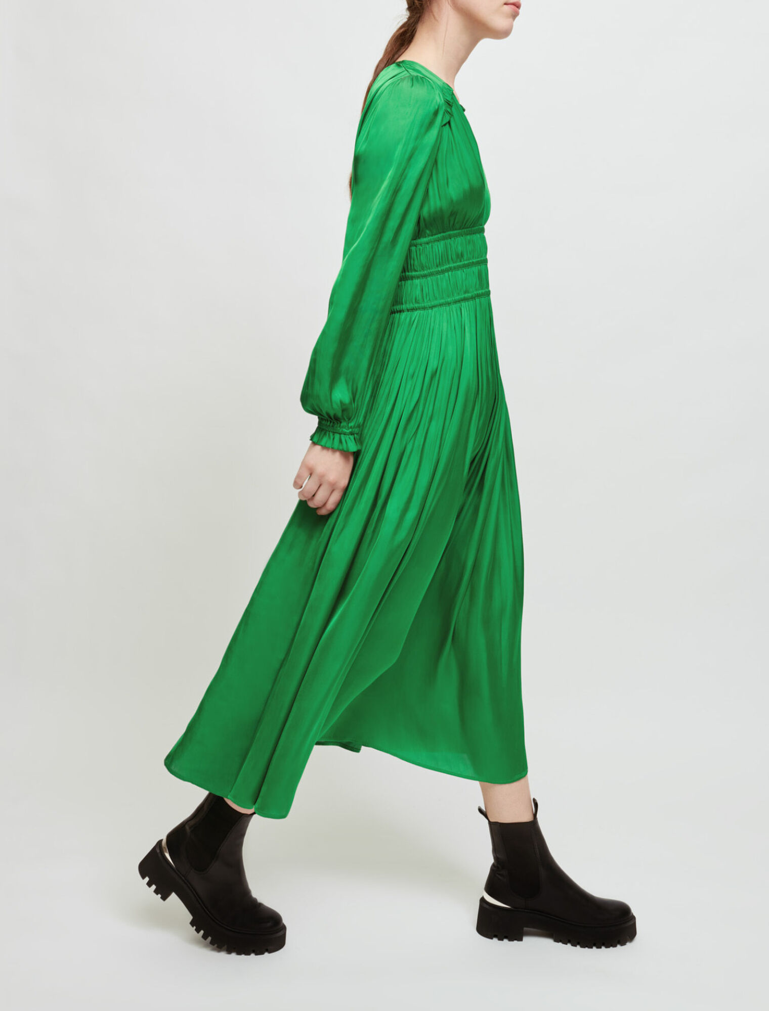Robe longue effet plissé