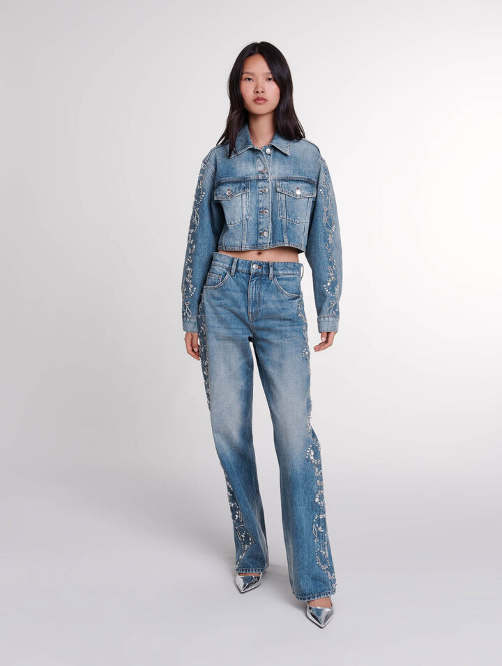 Blouson en denim brodé 