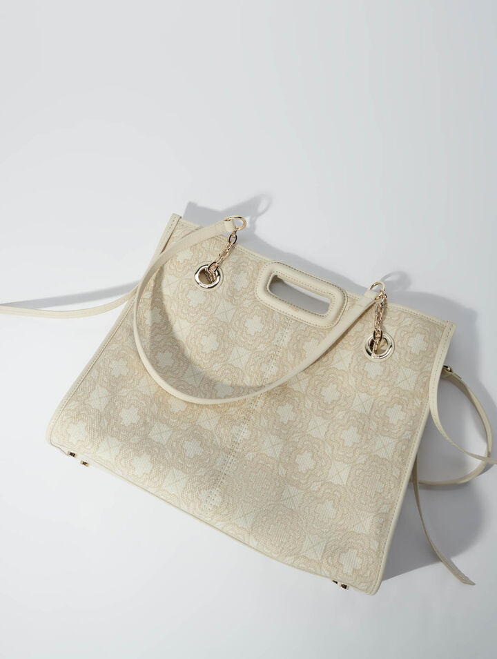 Clover print canvas shopping bag