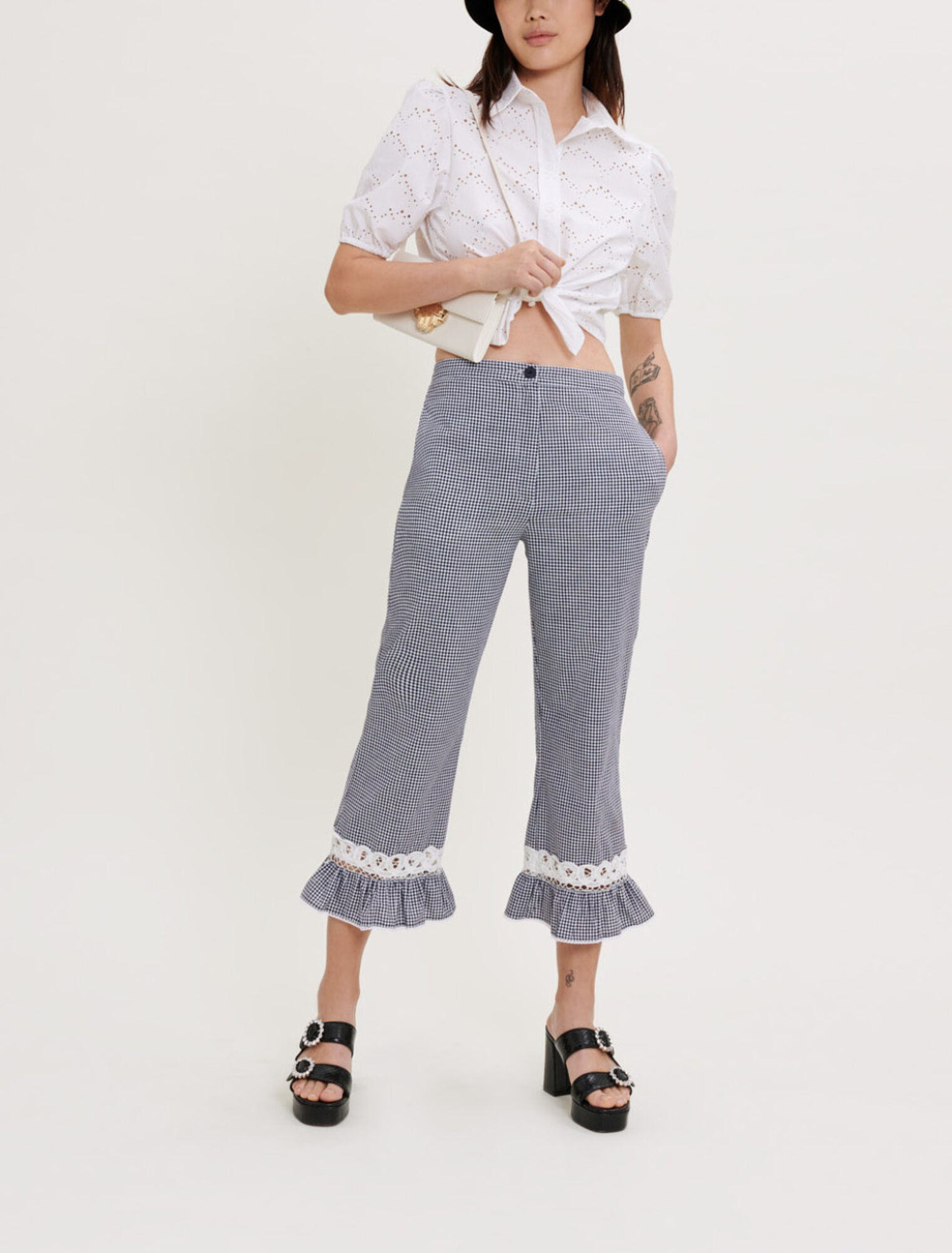 Pantalon en Vichy et dentelles