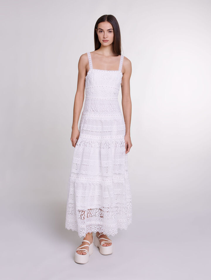 Crochet-knit maxi dress