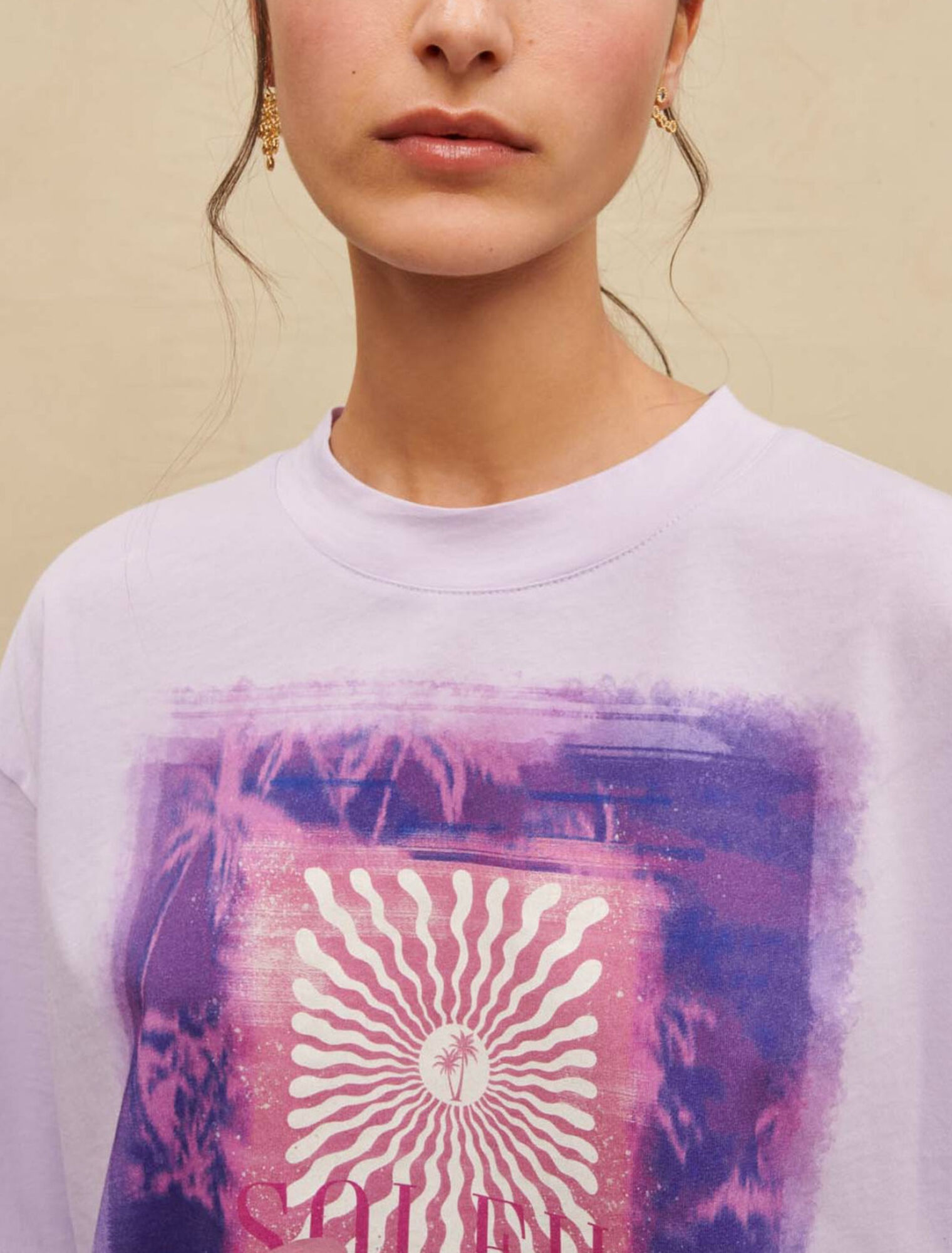 Palm-tree print short T-shirt