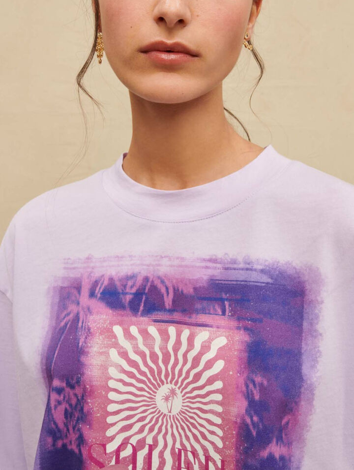 Palm-tree print short T-shirt