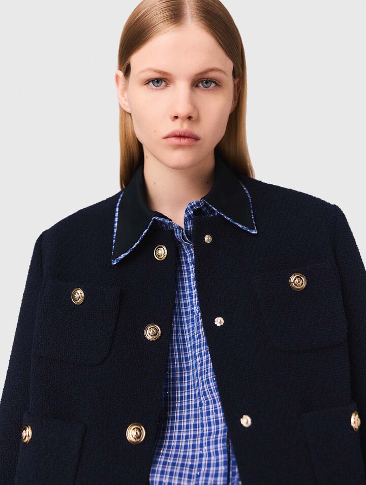 Veste courte tweed et col amovible