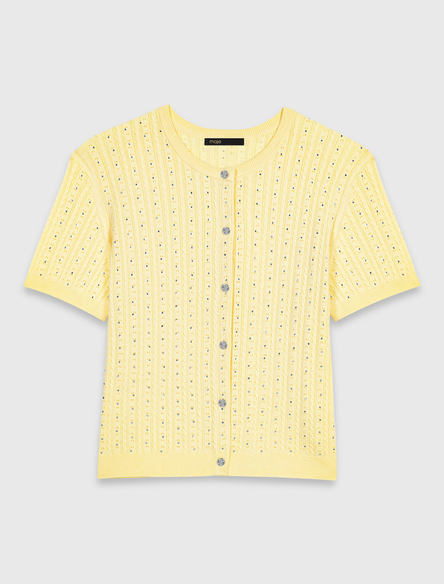 Cardigan &agrave; col rond strass&eacute;