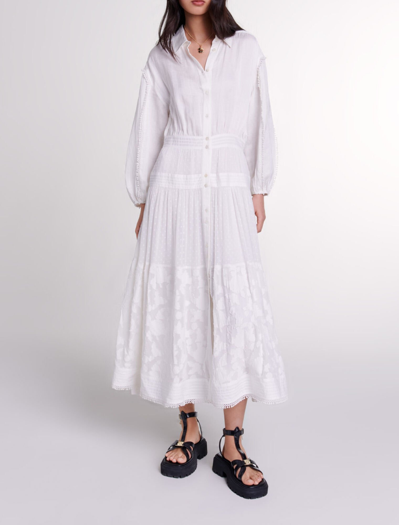 Robe longue en patchwork de coton