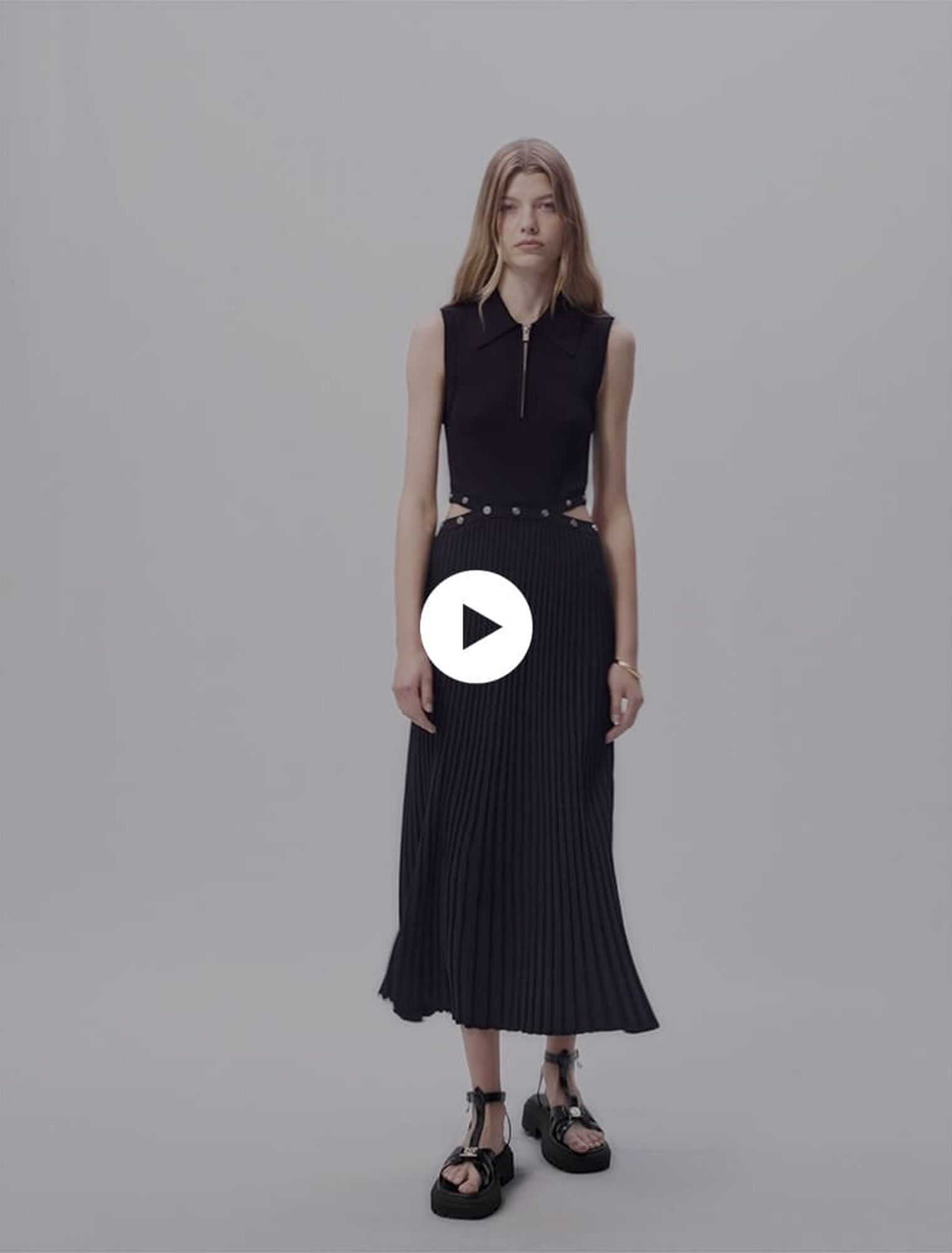 Robe longue en maille côtelée