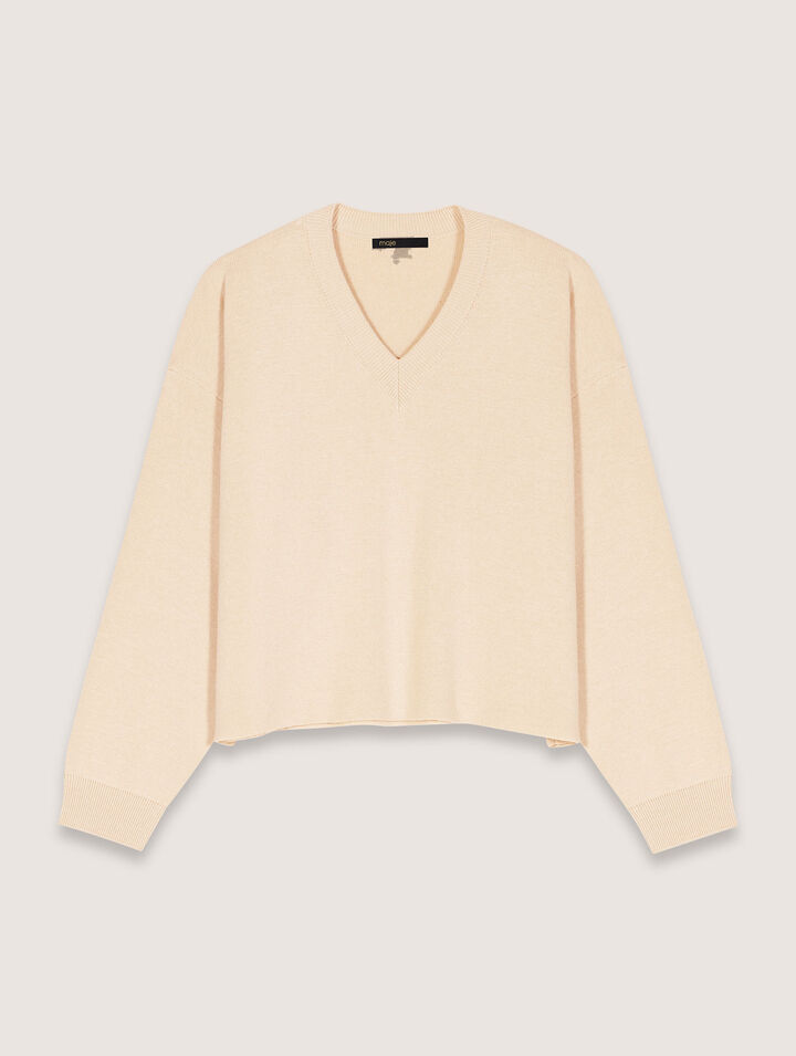 Pull col V en laine melangée