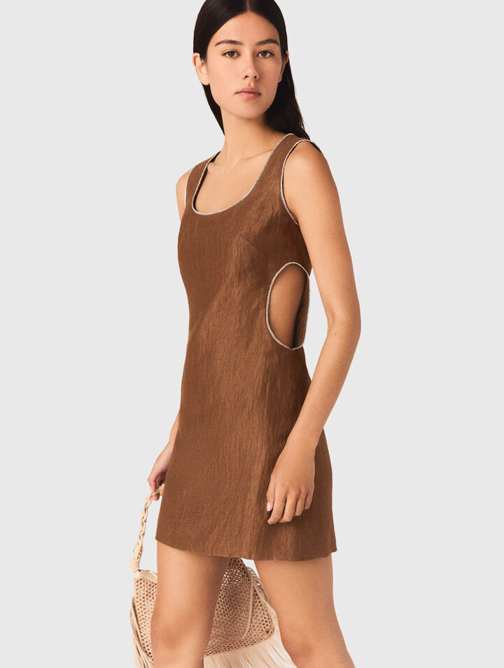 Robe courte en lin m&eacute;lang&eacute;