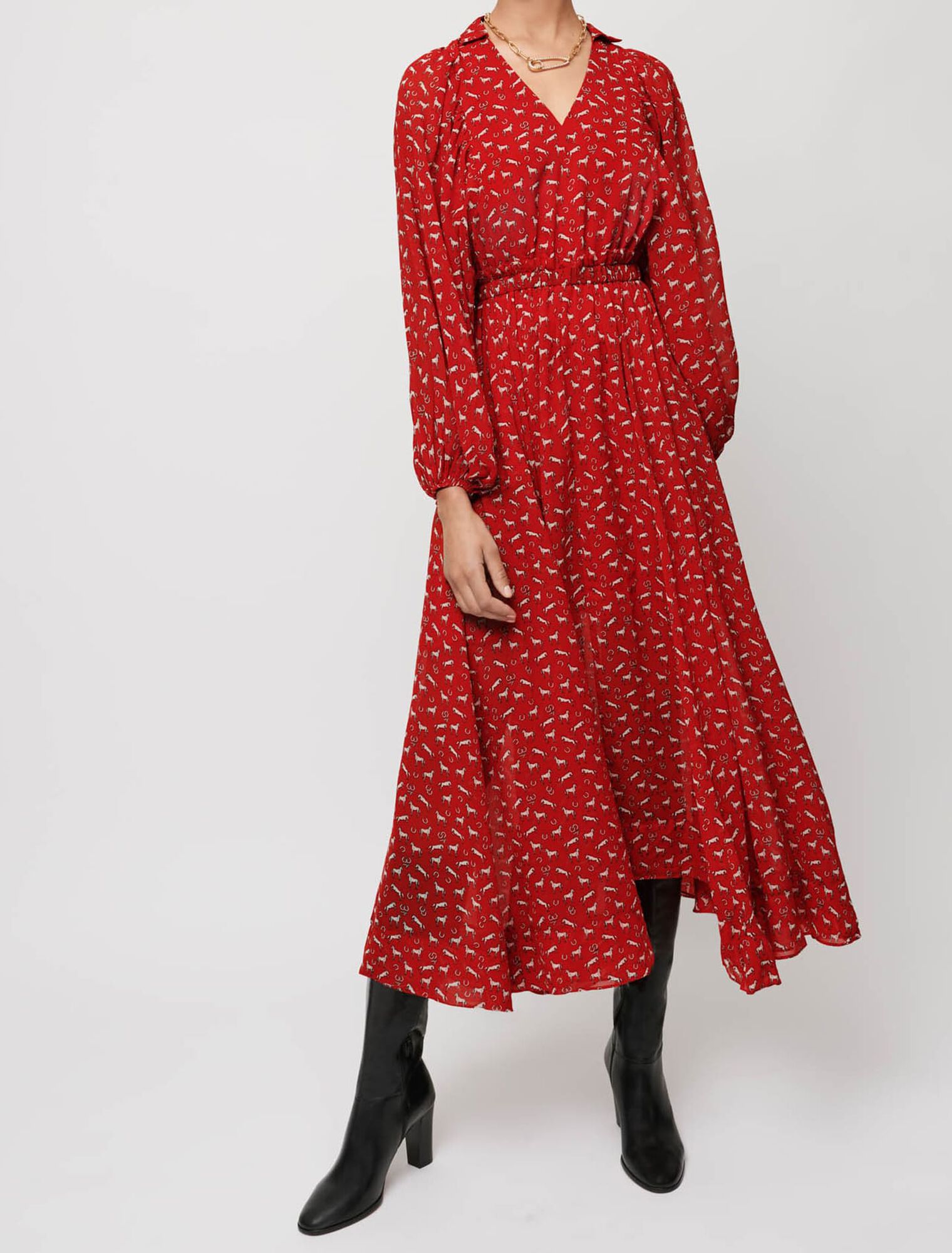 Robe en mousseline imprimée chevaux
