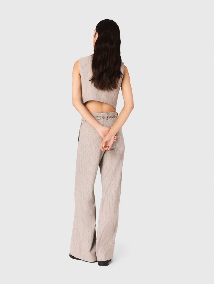 Pantalon tailleur à strass