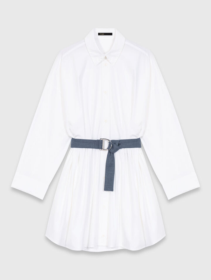 Robe chemise &agrave; ceinture contrast&eacute;e