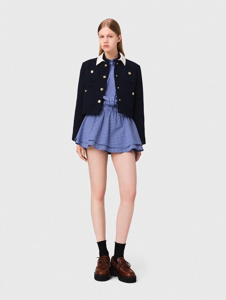 Veste courte tweed et col amovible