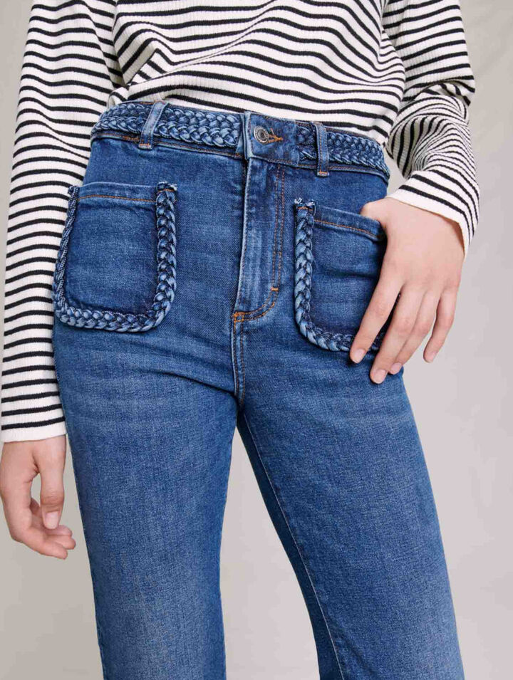Jeans with braided detailing