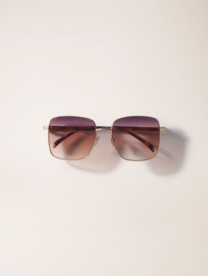 Lunettes rectangles en mix métal