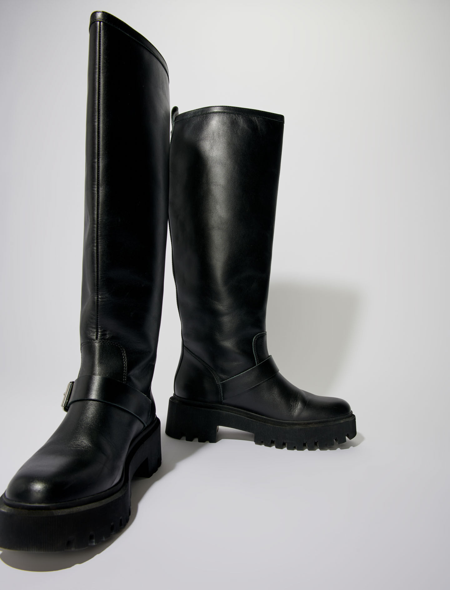 Bottes biker en cuir lisse Bottines Bottes Maje