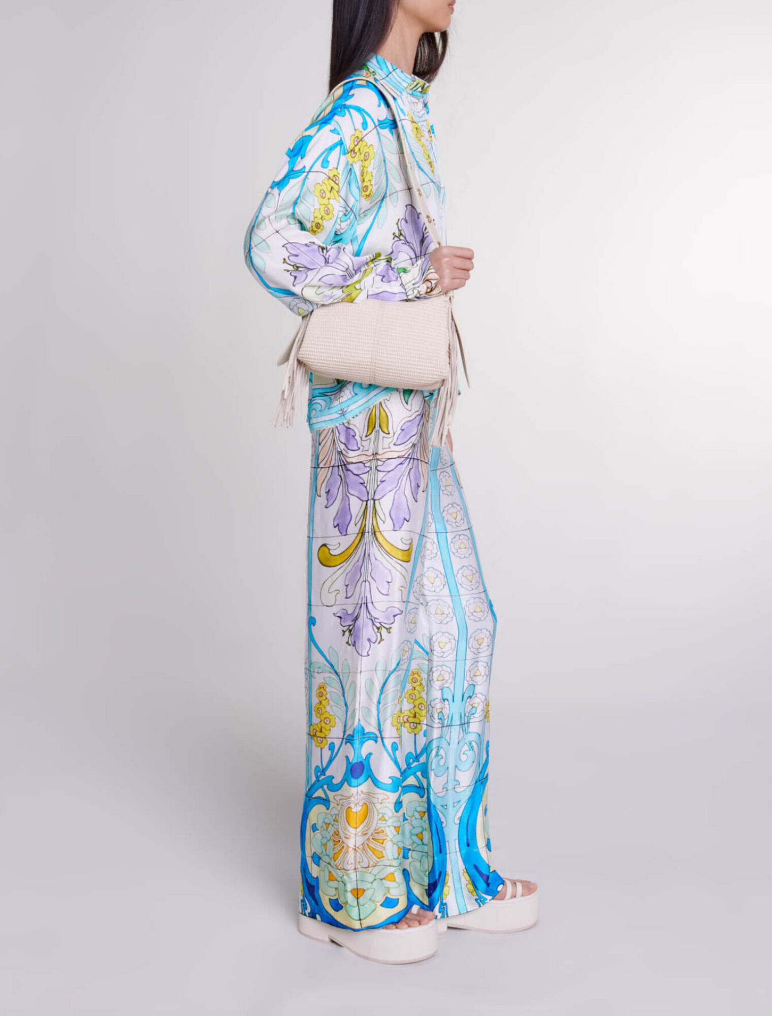 Chemise satin&eacute;e imprim&eacute;e