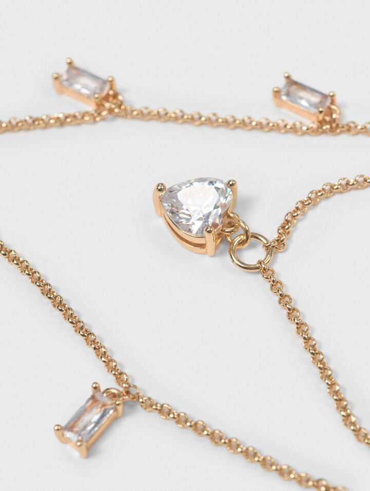 Double rhinestone charm necklace