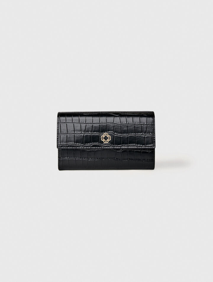 Pochette en cuir embossé à chaîne