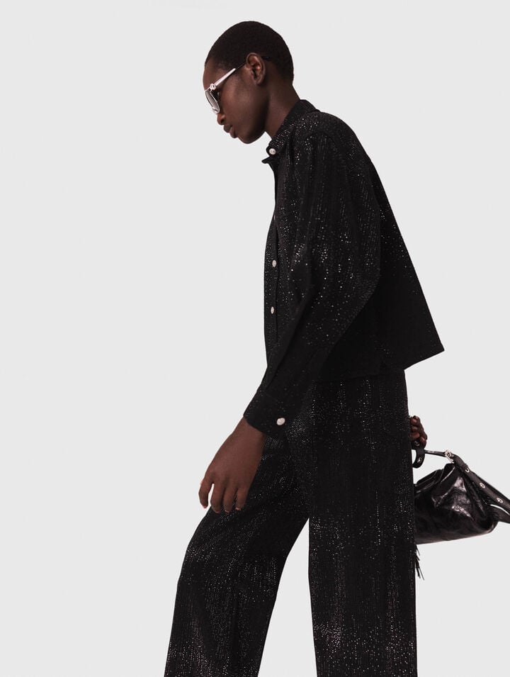 Chemise en denim strassée