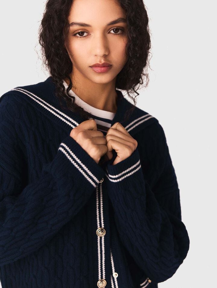 Cardigan torsad&eacute; avec col bateau